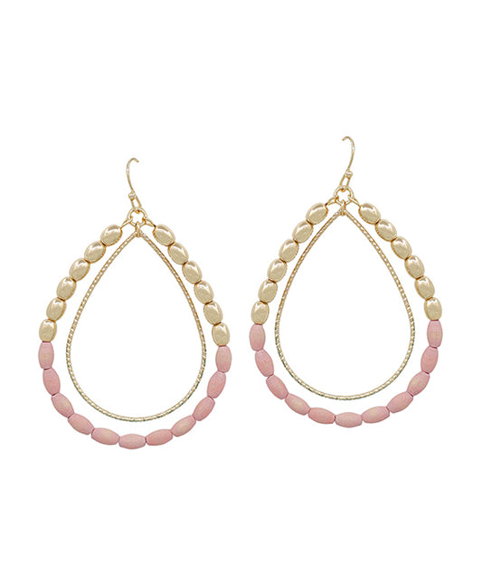 Double Teardrop Wood & CCB Earring