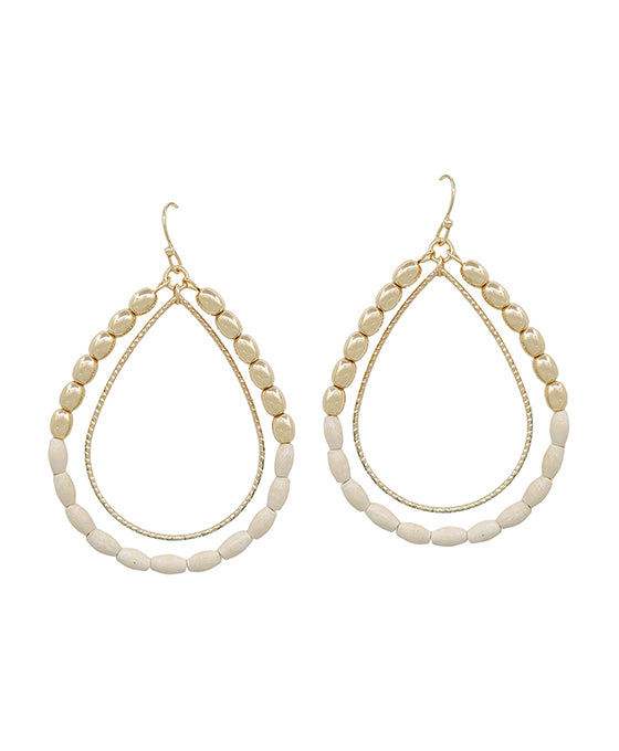 Double Teardrop Wood & CCB Earring