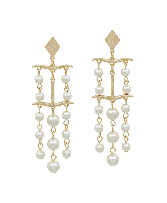 Metal Post Pearl Chandler Earring