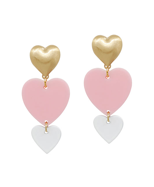 Heart Metal Accent Color Drop Earring