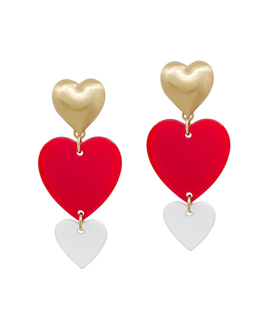 Heart Metal Accent Color Drop Earring