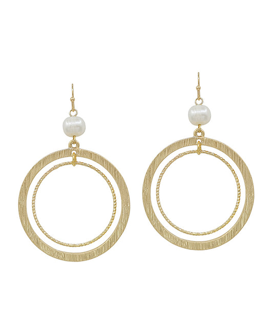 Double Round w/ Fresh Water Pearl Earring