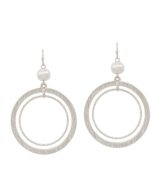 Double Round w/ Fresh Water Pearl Earring