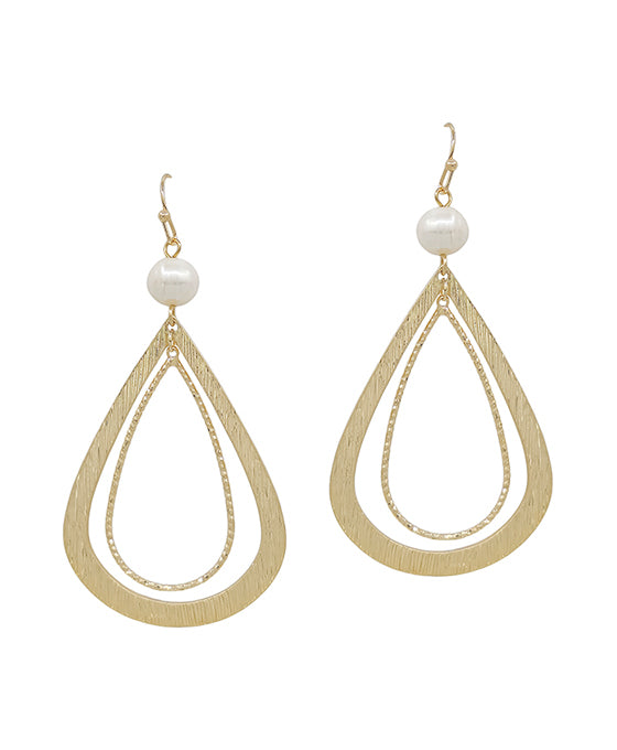 Double Teardrop w/ Fresh Water Pearl Earring