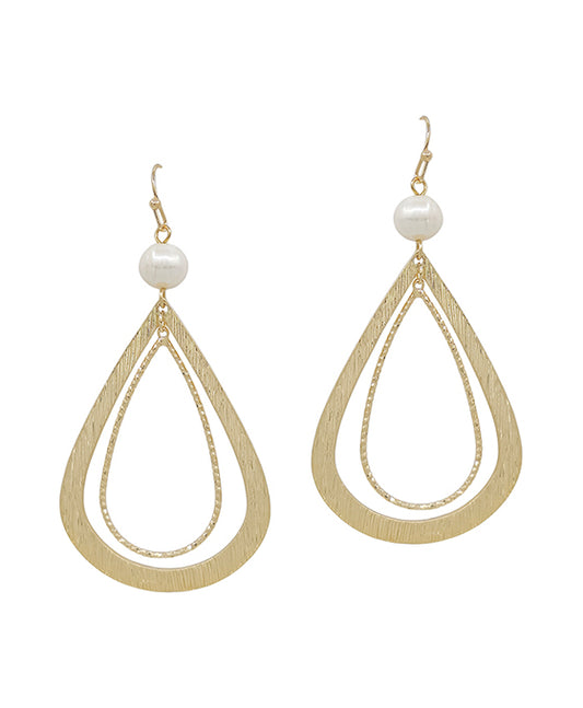 Double Teardrop w/ Fresh Water Pearl Earring