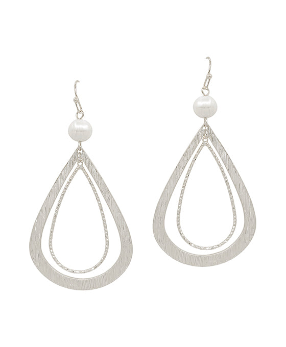 Double Teardrop w/ Fresh Water Pearl Earring