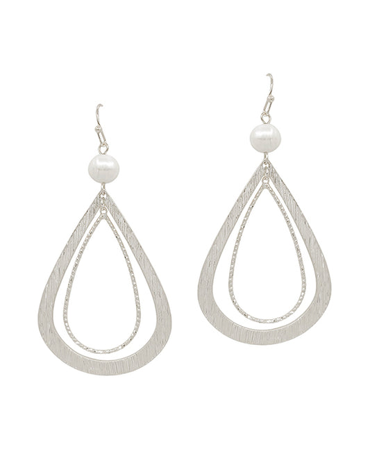 Double Teardrop w/ Fresh Water Pearl Earring