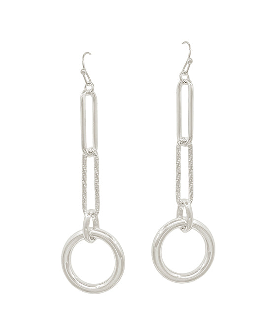 Clip Chain w/ Round Metal Drop Earring
