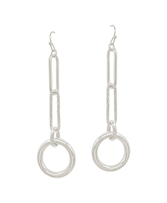 Clip Chain w/ Round Metal Drop Earring