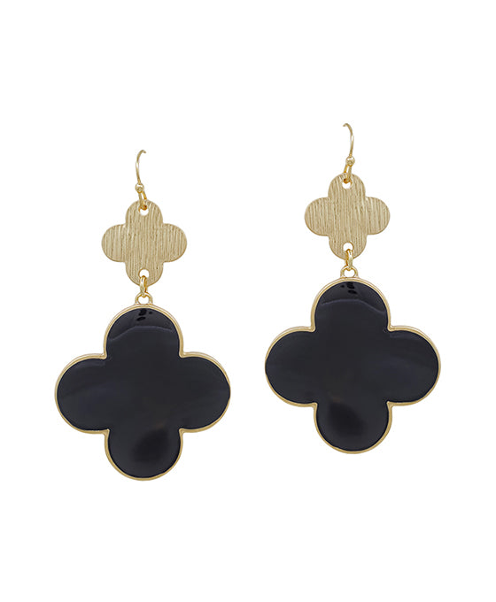 2 Inches Clover Metal & Epoxy Color Earring