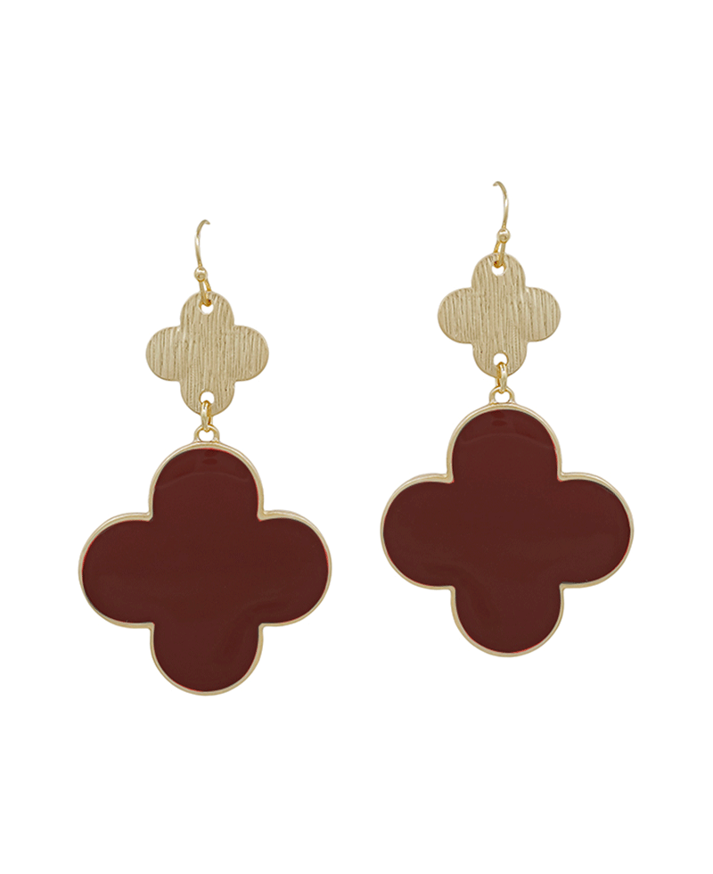 2 Inches Clover Metal & Epoxy Color Earring