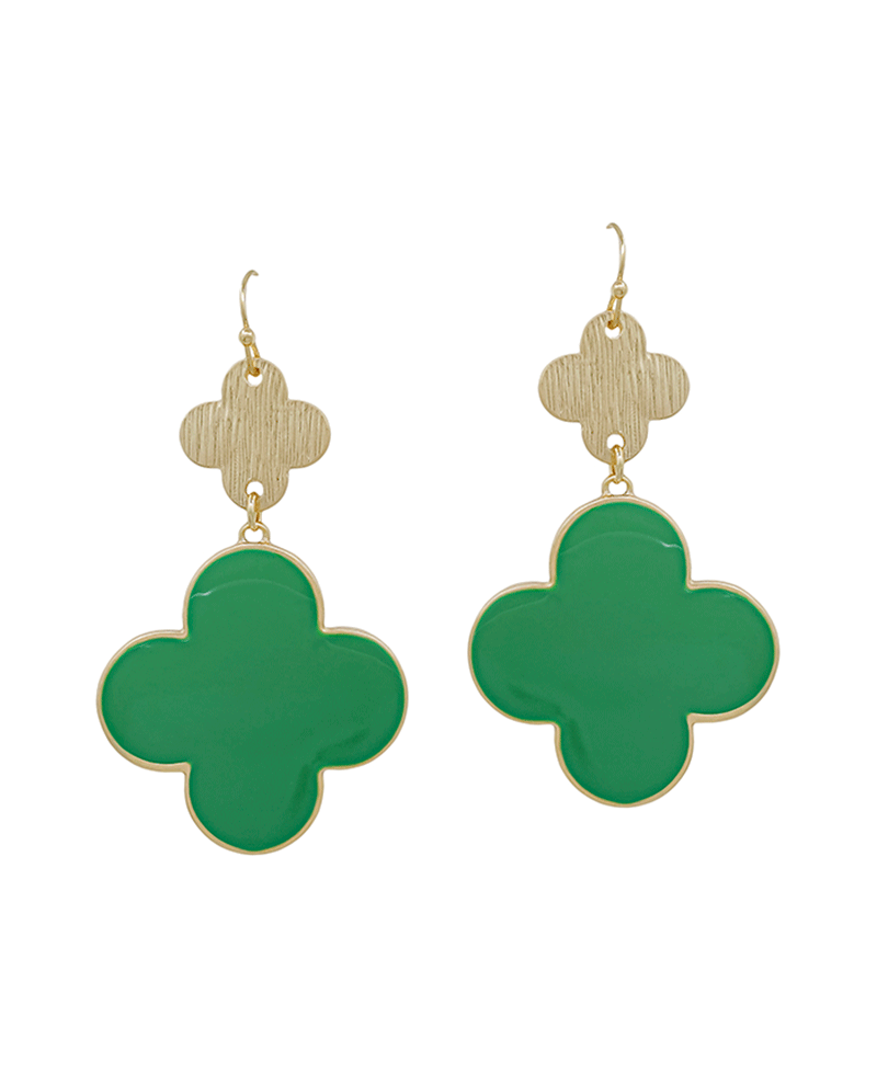 2 Inches Clover Metal & Epoxy Color Earring