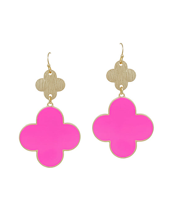 2 Inches Clover Metal & Epoxy Color Earring