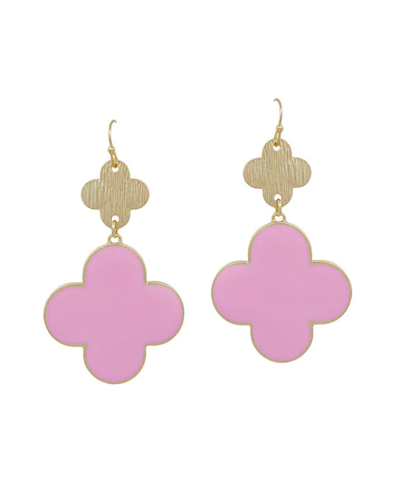 2 Inches Clover Metal & Epoxy Color Earring