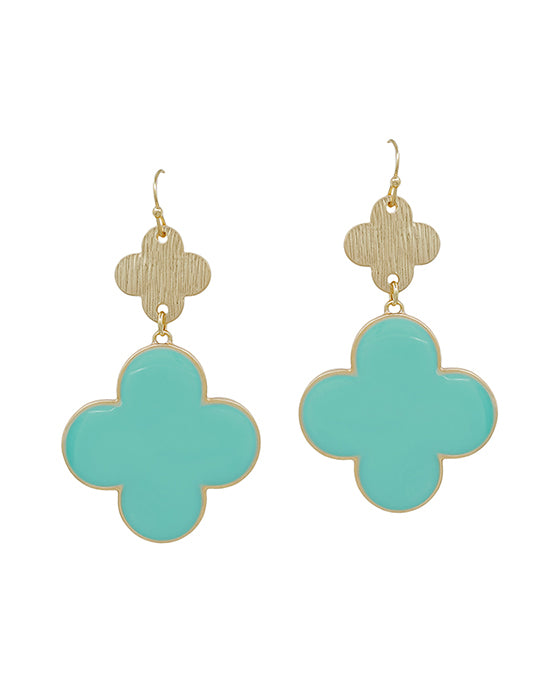 2 Inches Clover Metal & Epoxy Color Earring