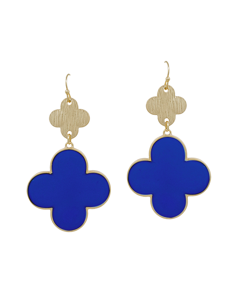 2 Inches Clover Metal & Epoxy Color Earring