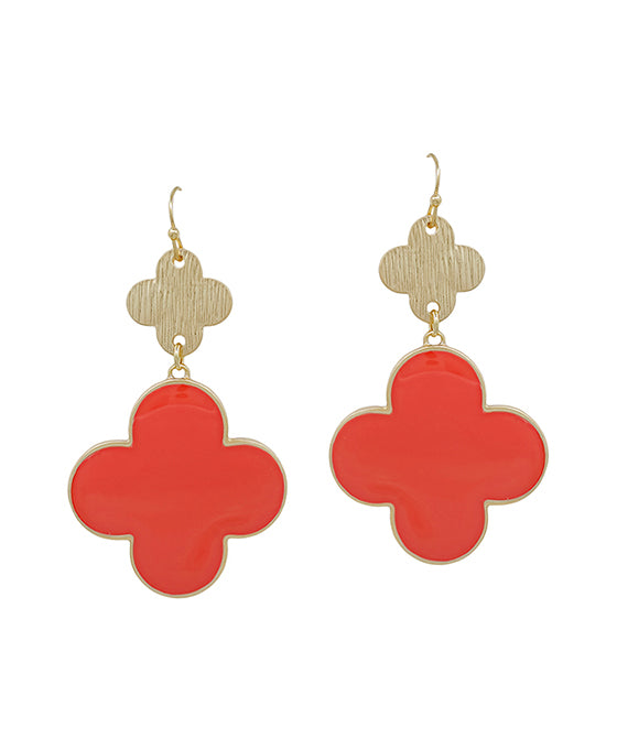 2 Inches Clover Metal & Epoxy Color Earring