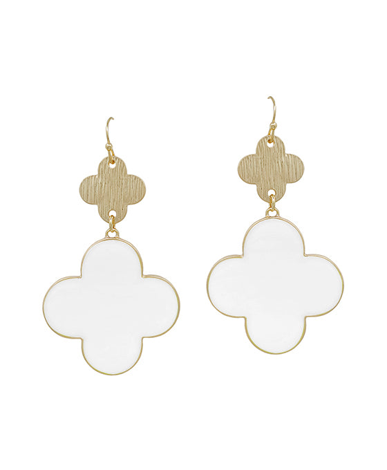 2 Inches Clover Metal & Epoxy Color Earring
