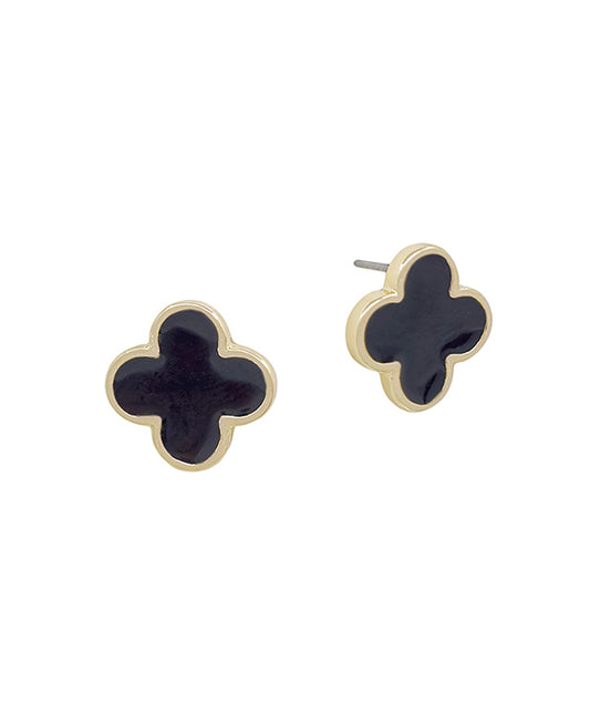 13mm Epoxy Color Clover Post Earring