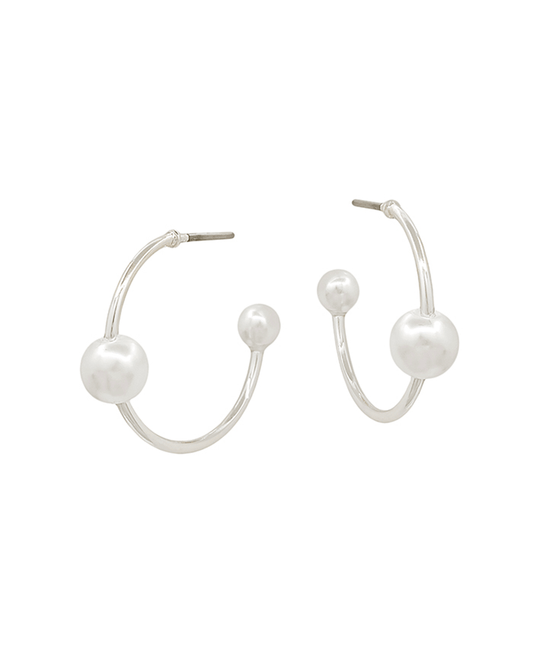 20mm Metal Hoop w/ 2 Pearls Earring