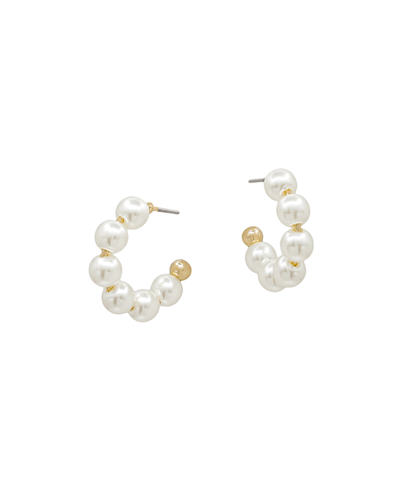 5mm Glass Pearl Hoop Earring