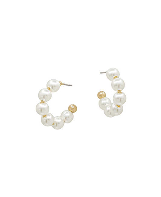 5mm Glass Pearl Hoop Earring