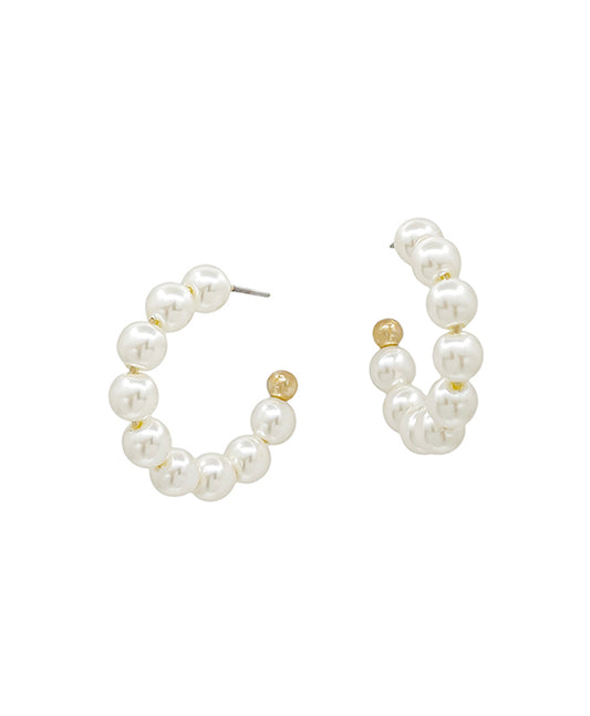 Glass Pearl Hoop Earring
