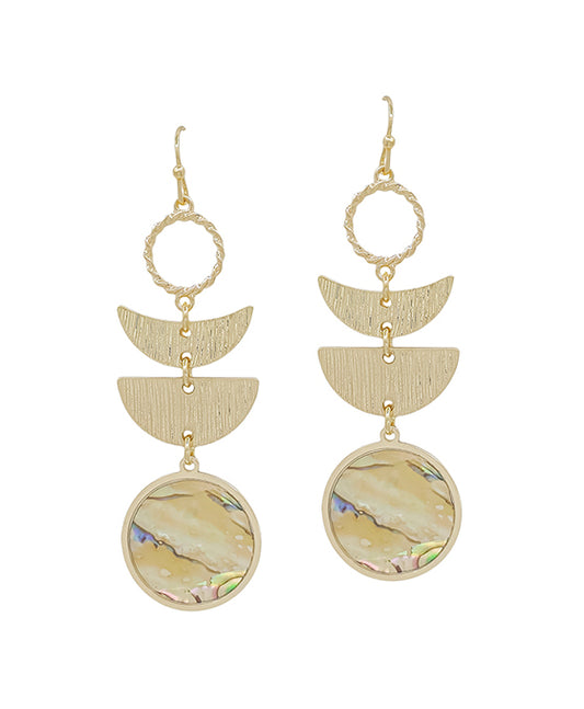 Mop Accent Geo Metal Drop Earring