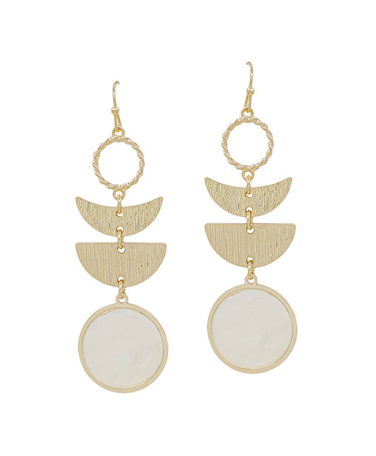 Mop Accent Geo Metal Drop Earring