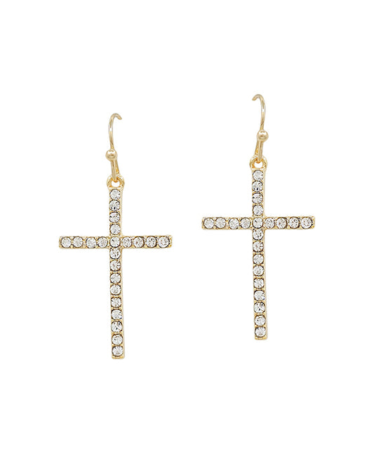 1 Inch Cross Pave Earring