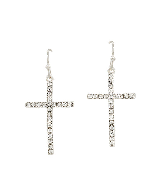 1 Inch Cross Pave Earring