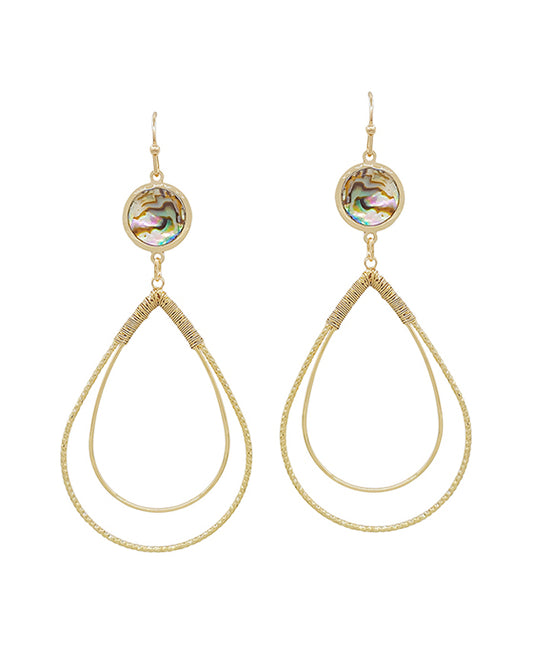 Mop Accent Double Teardrop Wire Earring