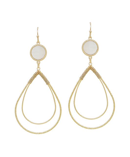 Mop Accent Double Teardrop Wire Earring