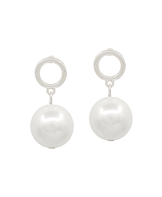 Round Metal Post w/ 15mm Pearl Drop Earring