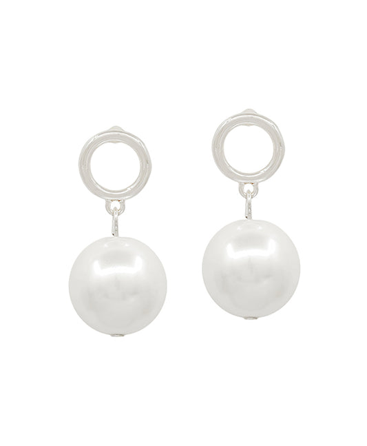 Round Metal Post w/ 15mm Pearl Drop Earring