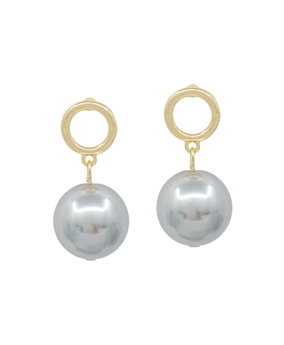 Round Metal Post w/ 15mm Pearl Drop Earring