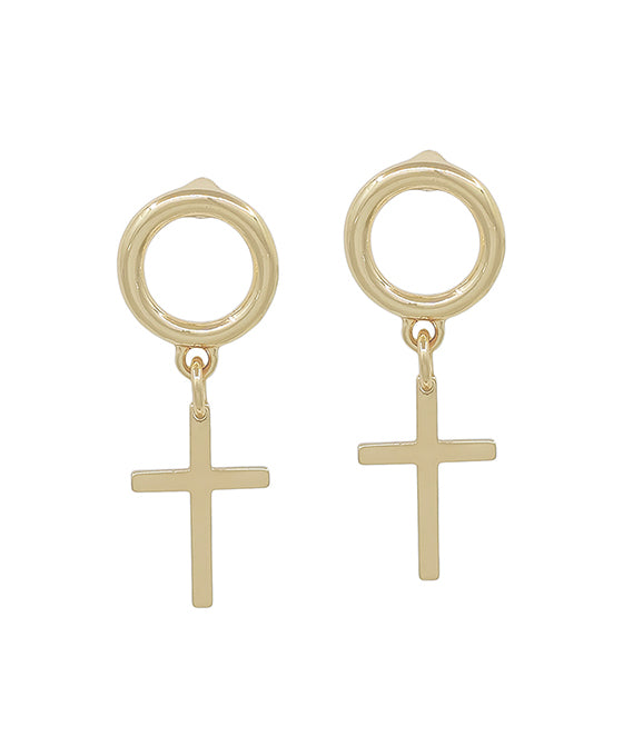 Round Metal w/ Cross Post Earring