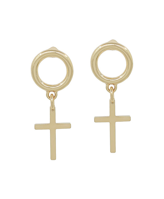 Round Metal w/ Cross Post Earring