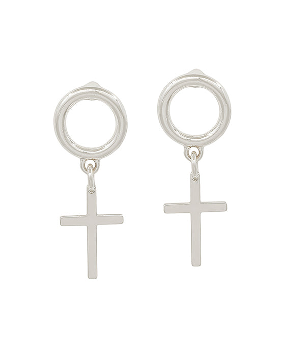 Round Metal w/ Cross Post Earring