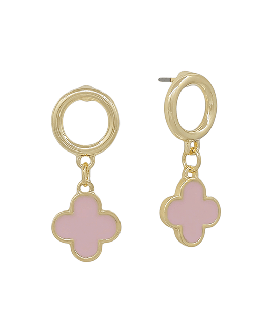 Round Metal Stud w/ Epoxy Clover Earring