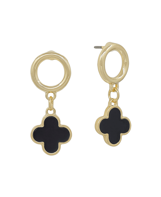 Round Metal Stud w/ Epoxy Clover Earring