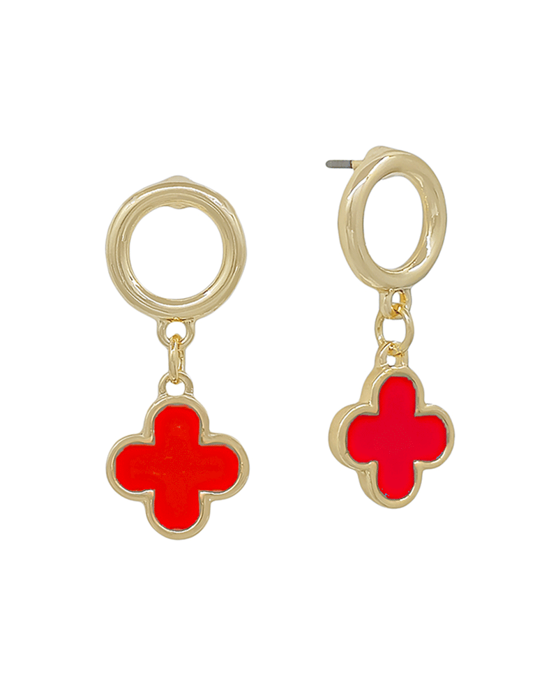 Round Metal Stud w/ Epoxy Clover Earring