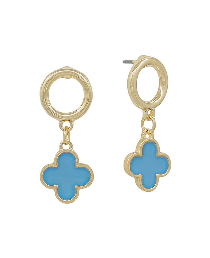 Round Metal Stud w/ Epoxy Clover Earring