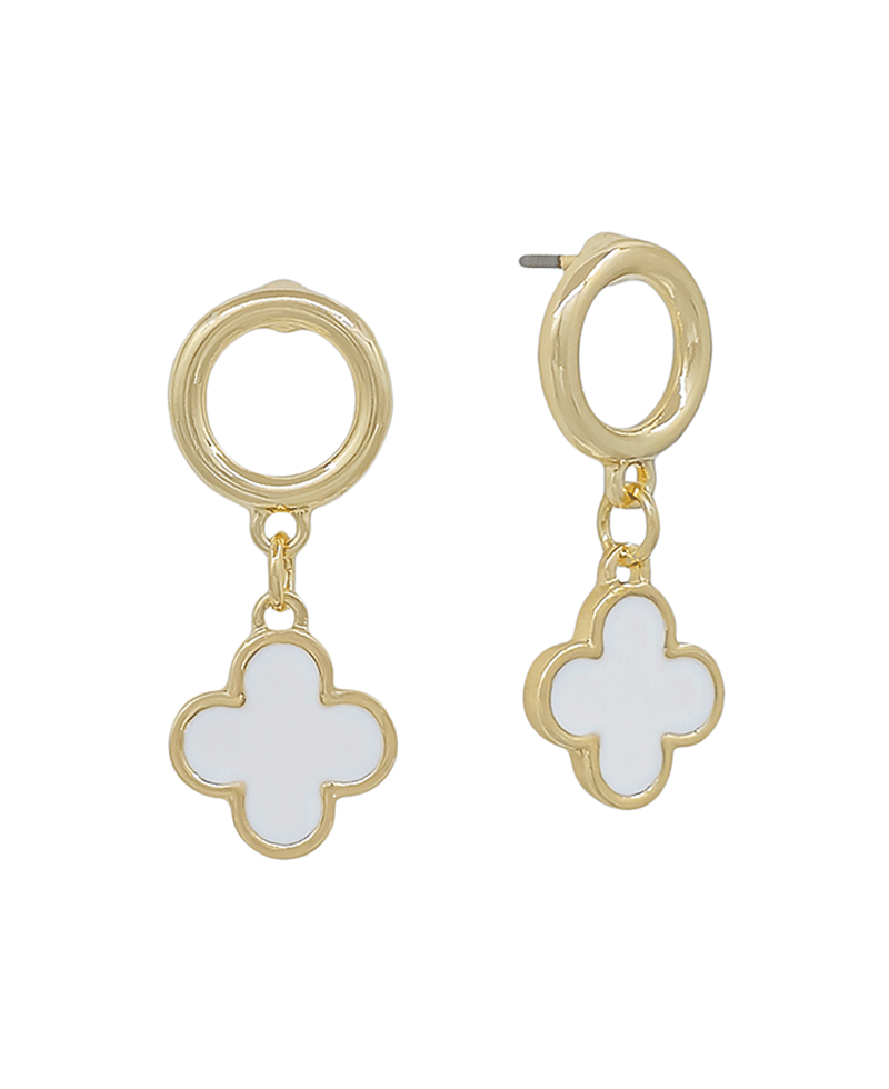 Round Metal Stud w/ Epoxy Clover Earring