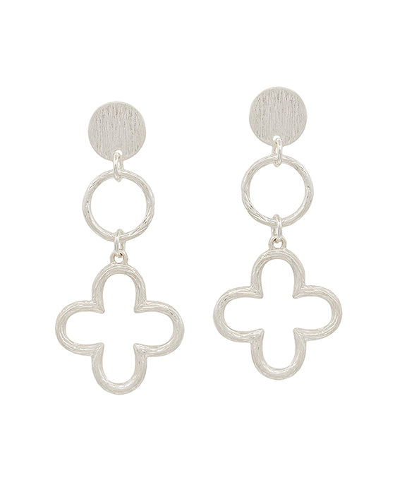 Circle & Clover Metal Post Earring