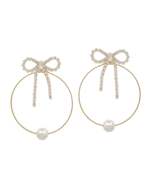 Crystal Ribbon Accent Round Wire Earring