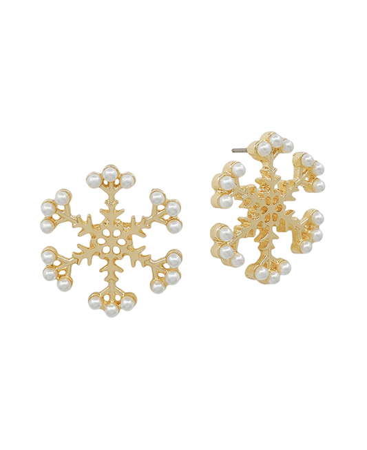 Snowflake Pearl Post Earring