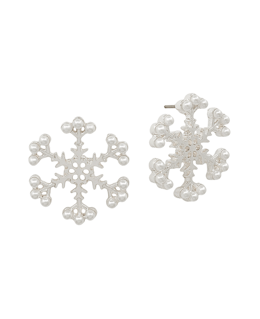 Snowflake Pearl Post Earring