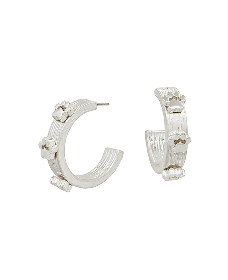 Paw Accent Metal Hoop Earring