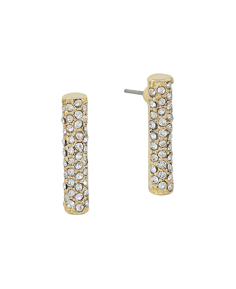 Cylinder Front Pave Post Earring